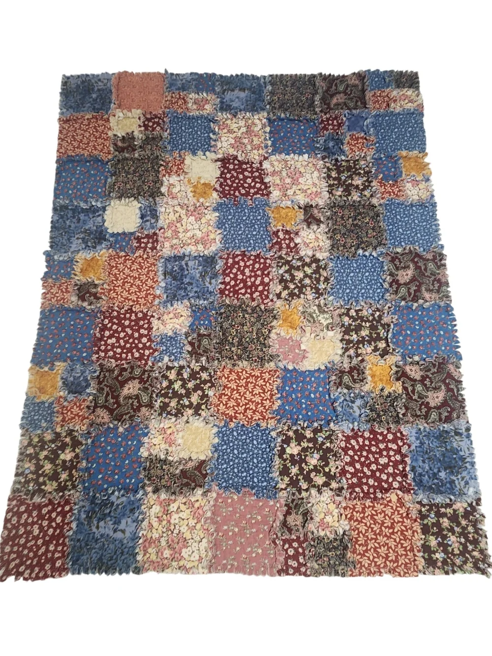 Reversible Patchwork Rag Quilt Throw Blanket 61
